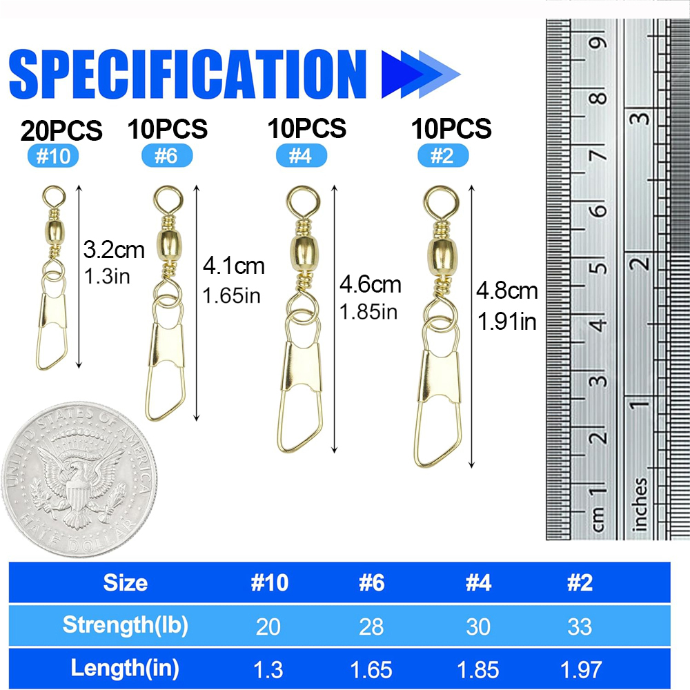 50Pcs Gold Fishing Barrel Swiv - Fishing Equipment Cheap ulasan dan harga
