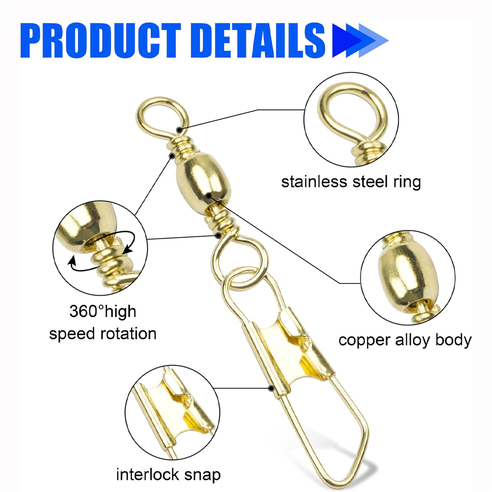 50Pcs Gold Fishing Barrel Swiv - Fishing Equipment Cheap ulasan dan harga